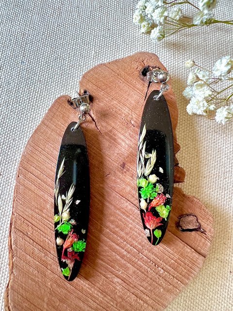 Orecchini in resina con veri fiori secchi - Keblog Shop